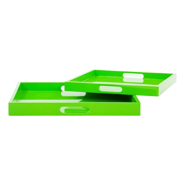 Saint Tropez Square Tray Set of 2 - Green For Sale