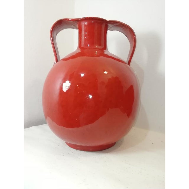 Red Large Vintage Red Ceramic Vase, Italy, 1950s For Sale - Image 8 of 8