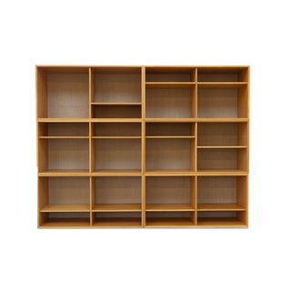 Danish Modern Modular Oak and Hessian Bookcase from HG, 1970s, Set of 6 For Sale