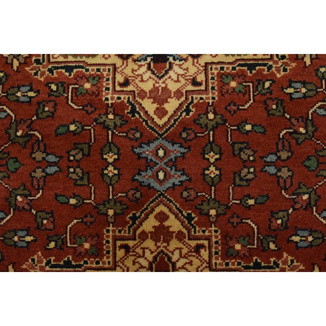Red Heriz Runner 4′ X 12’1” Red Wool Tribal Hand-Knotted Oriental Rug For Sale - Image 8 of 13