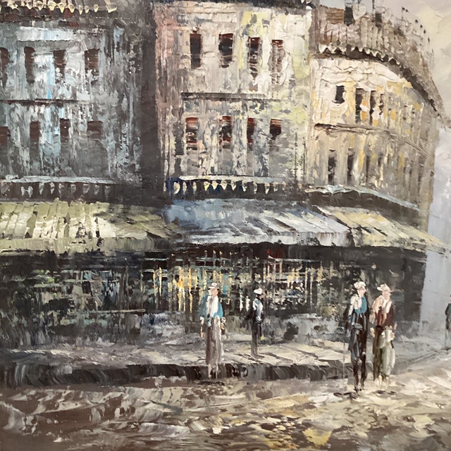 Gray Vibrant Impressionist Oil Painting Parisian Street Scene by Caroline Burnett (1877-1950) For Sale - Image 8 of 12