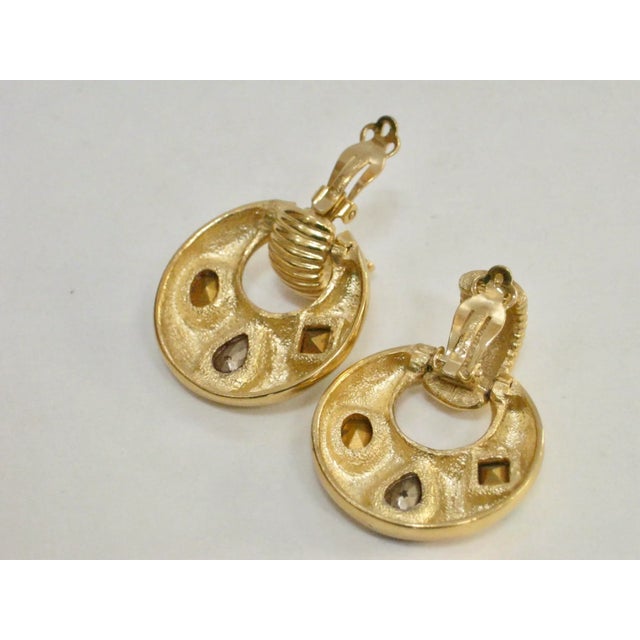 Vintage Givenchy Gripoix Gold Plated Multi Colored Glass Earring - 2 Pieces For Sale In Providence - Image 6 of 6