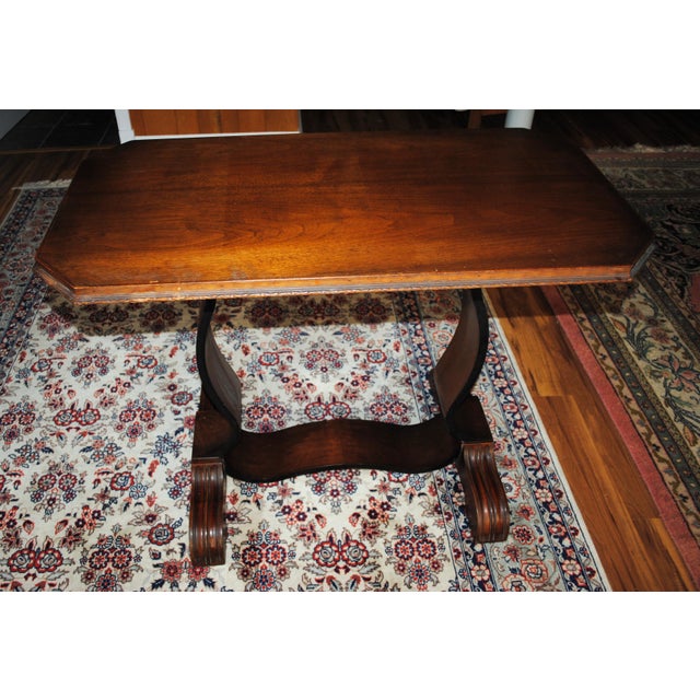 Traditional Antique Empire Styled Mahogany Library Table For Sale - Image 3 of 13