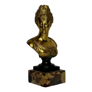 Late 19th Century Bronze Small Portrait Bust of Diana De Poitiers, After Jean-Antoine Houdon For Sale