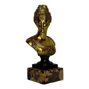 Late 19th Century Bronze Small Portrait Bust of Diana De Poitiers, After Jean-Antoine Houdon