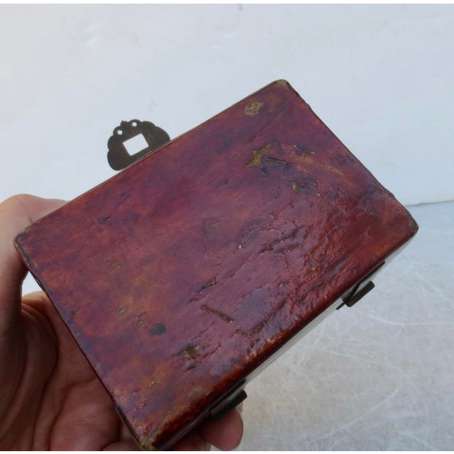 Antique Chinese Leather Card Box For Sale - Image 4 of 10