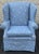 Textile Late 20th Century Chambray Skirted Wingback Chairs - A Pair For Sale - Image 7 of 11
