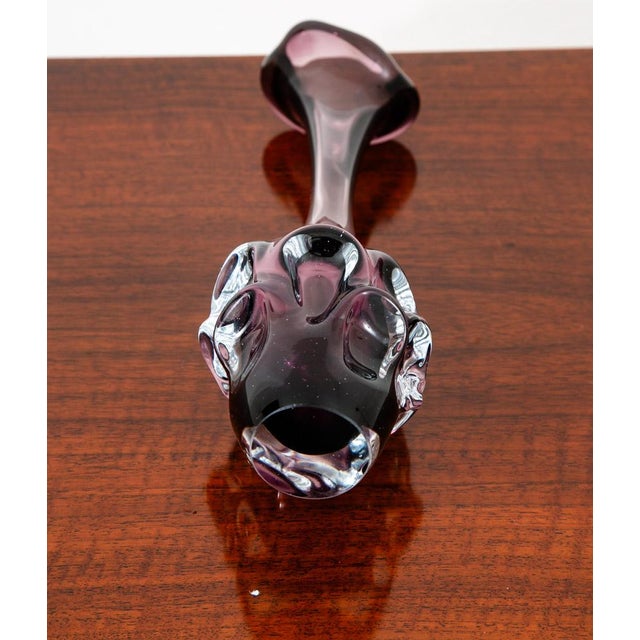 1960s Mid Century Modern Art Glass Vase Floral 2 Tone Sweden Purple Glass Two Flowers For Sale - Image 5 of 11