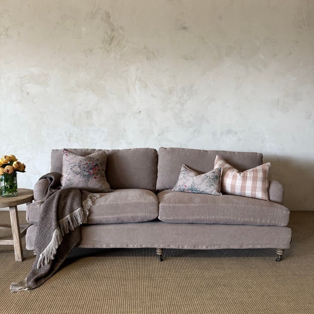 Marion Linen Slipcovered Sofa – Fawn Belgian Linen For Sale - Image 10 of 10