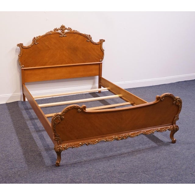 Vintage Antique Solid Maple French Provincial Rococo Revival Full Size Bed 11200 For Sale - Image 4 of 11