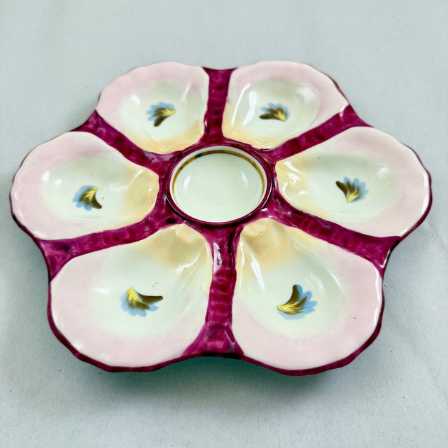 Late 19th Century French Porcelain Six Well ‘Eyes’ Oyster Plate For Sale - Image 5 of 7