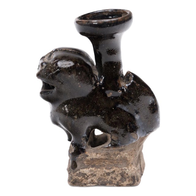 Chinese Fu Lion Candle Stand, C. 1850 For Sale