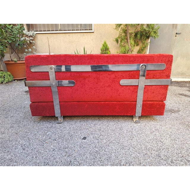 Fasce Cromate Sofa in Red Fabric by Luigi Caccia Dominioni for Azucena, 1960s For Sale - Image 16 of 18