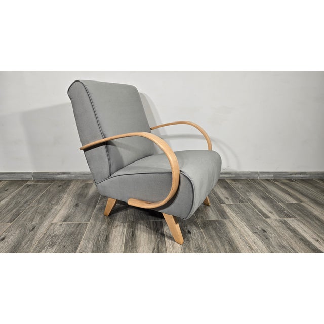 Gray Art Deco Lounge Chair by Jindrich Halabala, 1940s For Sale - Image 8 of 8