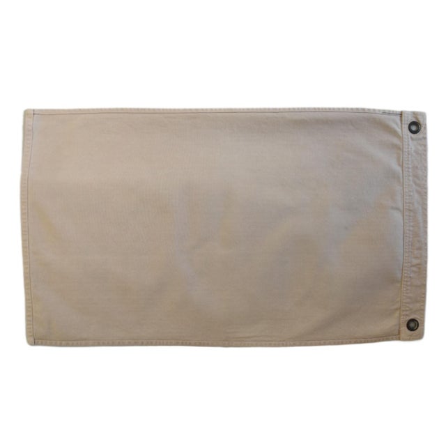 Oho Chic Nautical Beach House Themed "Dont Give Up the Ship" Tan and Blue Textile Flag For Sale - Image 4 of 5