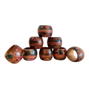 Late 20th-Century Colorfully Chic Wooden Napkin Rings - Set of 8