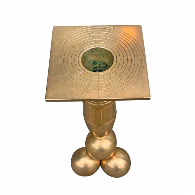 Metal Mid 20th Century Bronze Candlesticks by Gusum Mässing - a Pair For Sale - Image 7 of 11