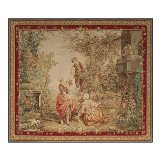 Vintage French Handmade Nature Pictorial Tapestry, Wall Hanging For Sale