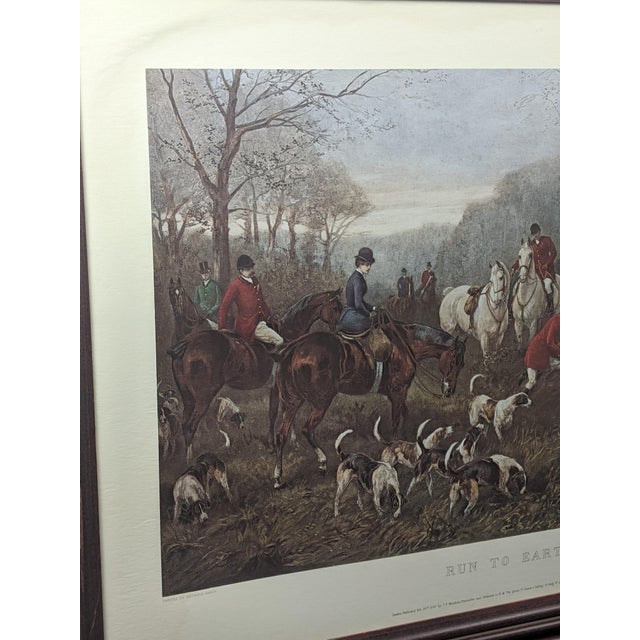 Large Vintage “Run to Earth” Equestrian Lithograph After Heywood Hardy, Professionally Framed- Brown, Red, Blue For Sale - Image 11 of 14