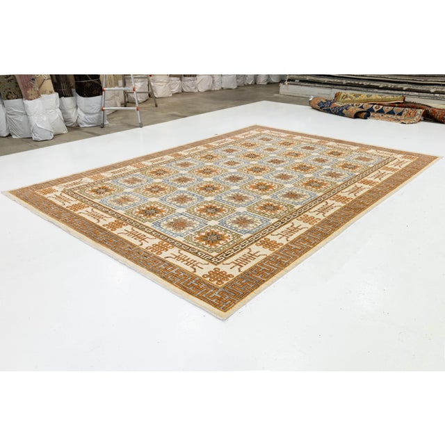 10x14 Hand-Knotted Modern Khotan Style Wool Area Rug – Geometric Earth Tones For Sale - Image 10 of 10