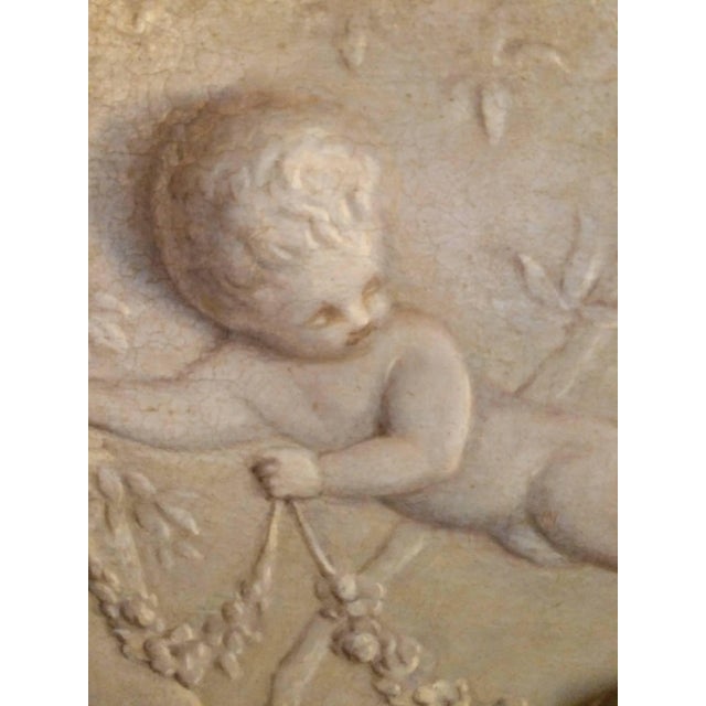1900s French Trompe l'Oeil Oil Painting of Putti in a Niche For Sale - Image 4 of 7