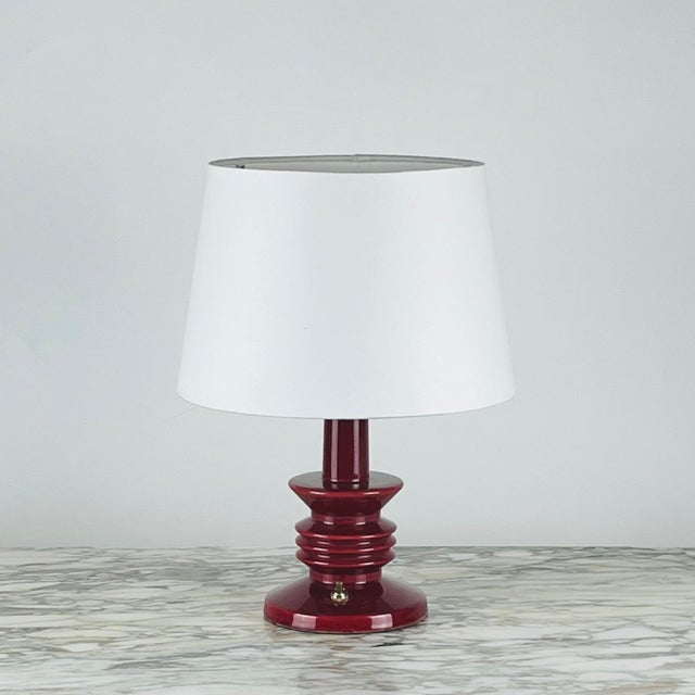 Modern 1960s French Ceramic "Bougeoir" Table or Desk Lamp With Parchment Paper Shade For Sale - Image 3 of 7