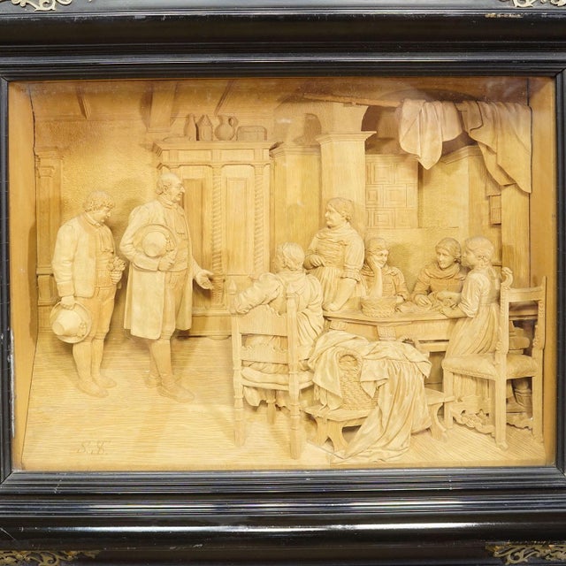 1900 - 1909 Antique Carved Wood Relief by Sebastian Steiner, Ca. 1900 For Sale - Image 5 of 8