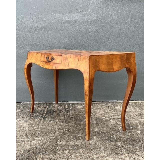 Wood Vintage Italian Olive Burl Wood Writing Desk For Sale - Image 7 of 12