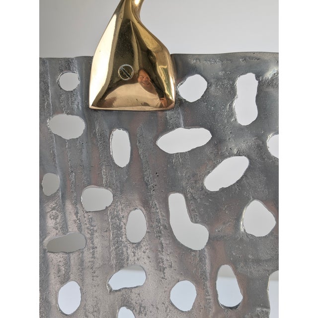 Sculptural Brass and Aluminum Fireplace Screen by David Marshall, 1980s For Sale - Image 9 of 10