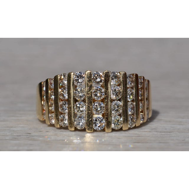 Gold The Tavanta: Ladies 14K Yellow Gold Cocktail Ring Channel set with Diamonds For Sale - Image 8 of 10