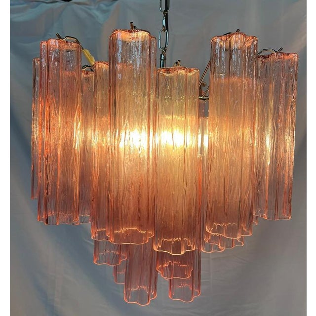 Pink Glass Tube Chandelier, Murano, 1970s For Sale - Image 18 of 18