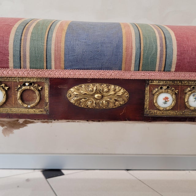 Louis XVI Style Dressing Bench in Beech, Bronze and Porcelain, France, 1850 For Sale - Image 12 of 18