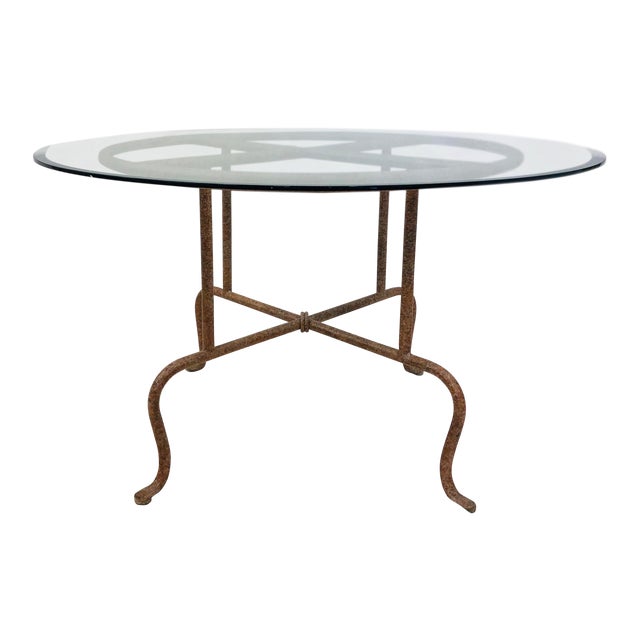 Metal Table With Beveled Glass Top Chairish