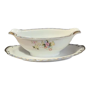 Vintage Hand Painted Floral Empress China Noritake Japan Gravy Boat Bowl