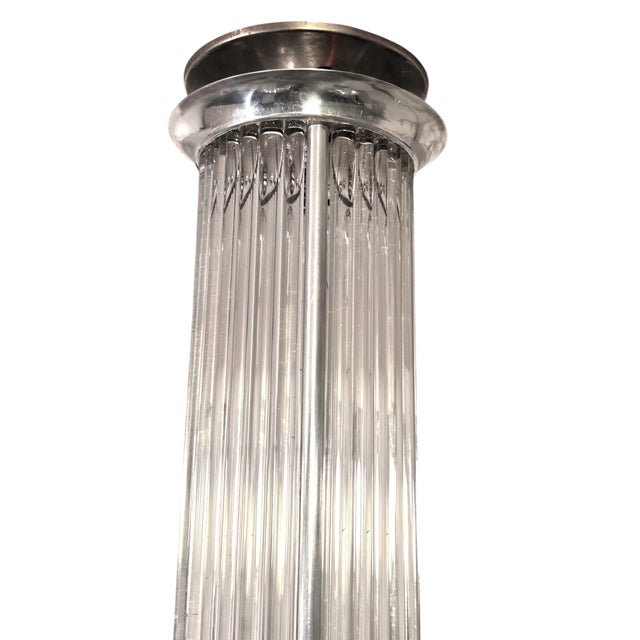 Early 20th Century Petitot Signed Bronze, Nickel, Aluminum, Glass Five Arm Skyscraper Chandelier For Sale - Image 9 of 18