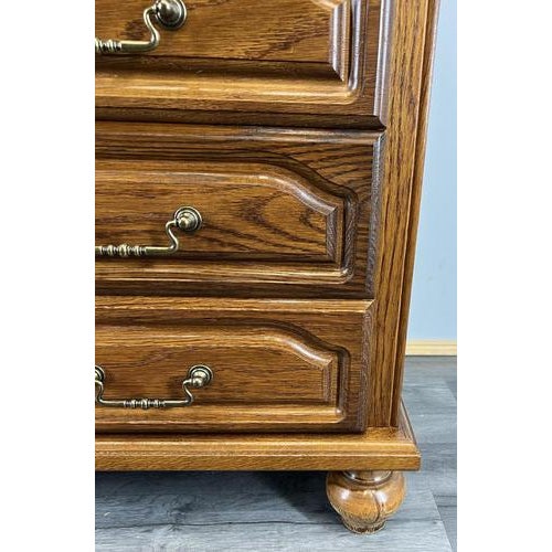 Wood Vintage French Chest of 4 Drawers with Brass Handles For Sale - Image 7 of 16