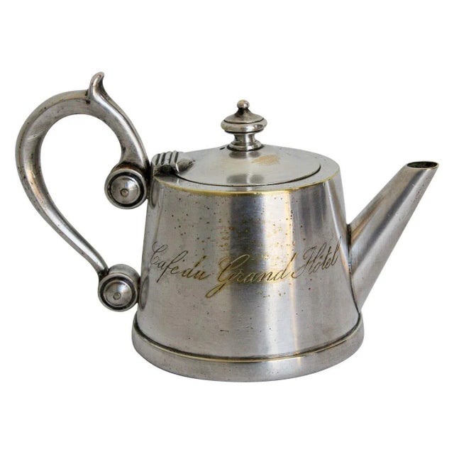 Art Deco Silvered Tea Pot from" Cafe du Grand Hotel" France For Sale - Image 13 of 13