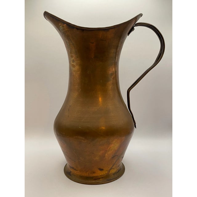 Antique Hand Hammered Copper Ewer Wine Water Can Pitcher Jug For Sale - Image 4 of 12