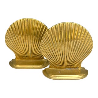 Andrea by Sadek Brass Shell Bookends For Sale