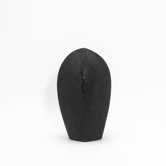 Modern Abstract Sculpture in Black Shagreen by Patrick Coard Paris For Sale In Los Angeles - Image 6 of 10