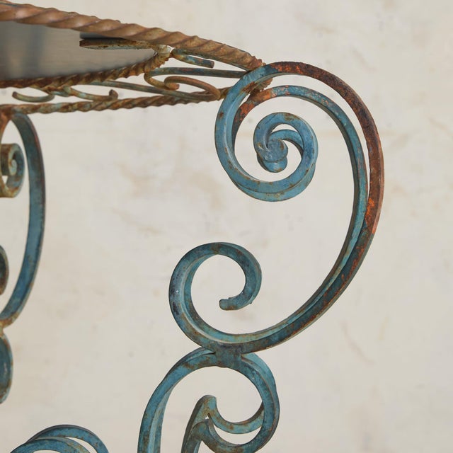 Teal French Hand-Forged Iron Coffee Table, 1960s For Sale - Image 8 of 11