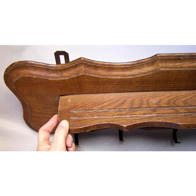 Victorian Antique 19thC Carved Wood Shelf With Cherub Angel Brass Hooks For Sale - Image 3 of 5