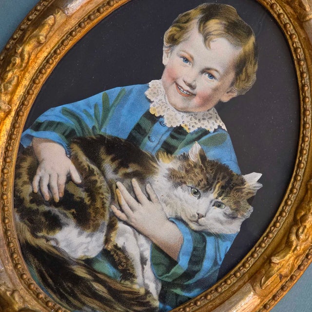 Regnier, Bettanier & Morlon, Children and Pets, 1800s, Colored Lithographs, Framed, Set of 2 For Sale - Image 12 of 18