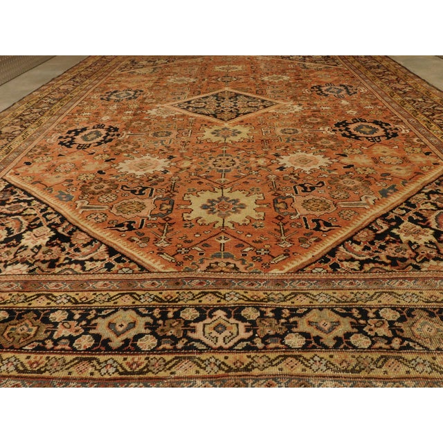 Genuine Hand Knotted Authentic Antique Persian Mahal Rug 12'x 8'10" For Sale - Image 14 of 18