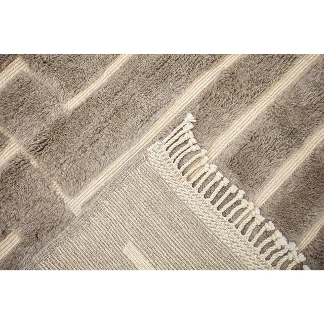 Textile Maze-Pattern Hand-Knotted Moroccan Wool Rug | 11'3" X 7'9" | One of a Kind For Sale - Image 7 of 7