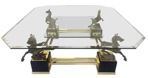 Large Octagonal Glass Coffee Table attributed to Maison Charles for Horse of Gansu, China, 1970s