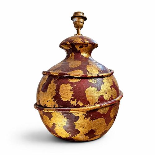 Gold Decorated Ceramic Vase Lamp by Hubert Olivier, 1970s For Sale - Image 3 of 8