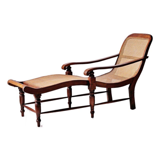 Vintage Chaise Lounge Chair - Hand Caned For Sale