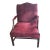 Large Plush Burgundy Velvet & Mahogany Martha Washington Club Chair For Sale