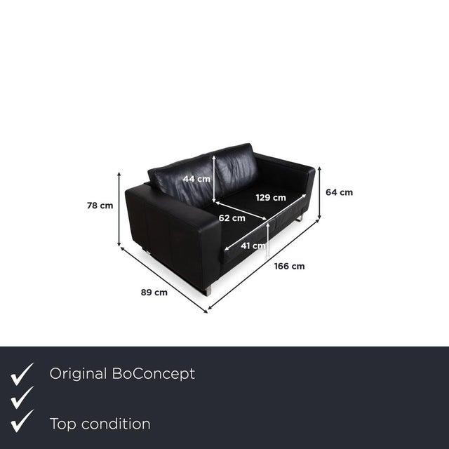 The BoConcept Indivi is presented here as a clean, cubic two-seater sofa in black leather. The straight lines of the frame...